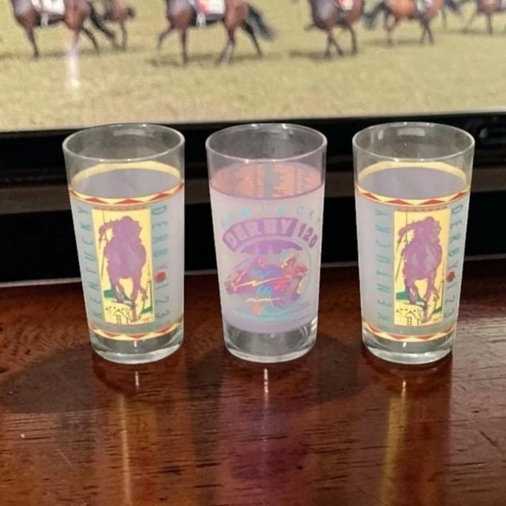 Kentucky Derby Mint Julep Tumblers, Set‎ of 3, Vintage Churchill Downs Glasses
